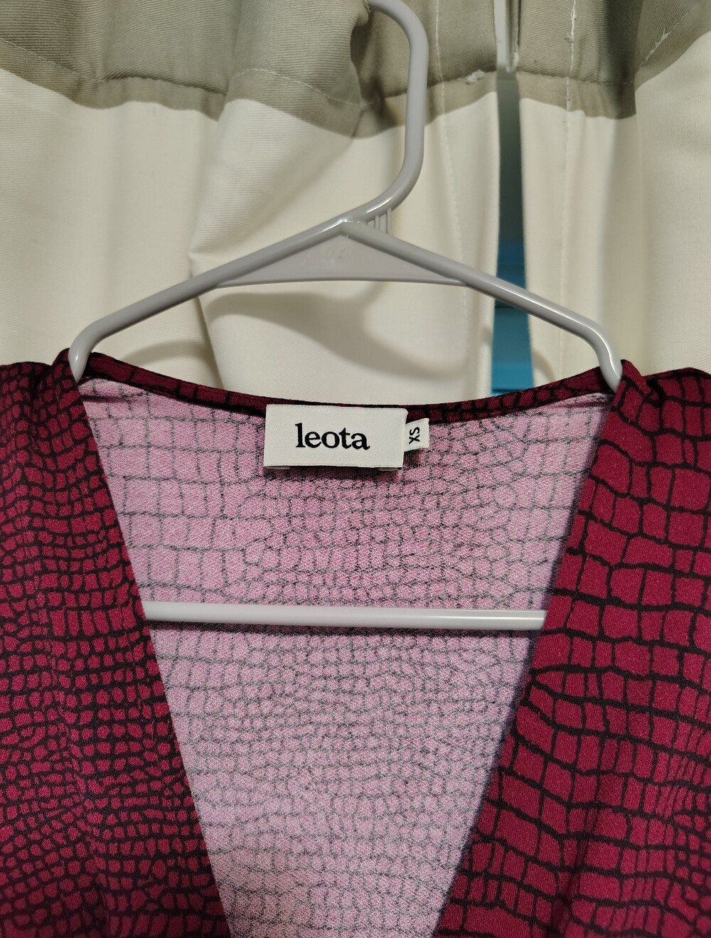 Anthropologie Cranberry Red Animal Print Faux Wrap Draped Midi Cocktail Dress - Picture 8 of 10